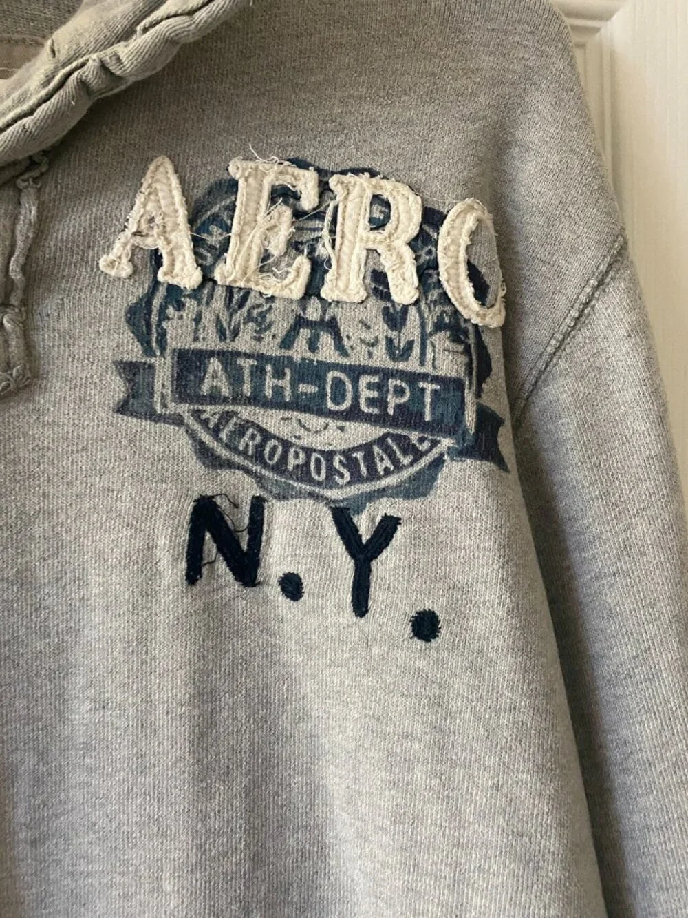 Vintage Aeropostale Y2K Rugby Polo Shirt L Gray Sweater Embroidered Logo